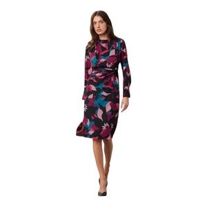 Donna Morgan Midi Dress Waistline Twisted Knot Long Sleeve Abstract Print Size 0
